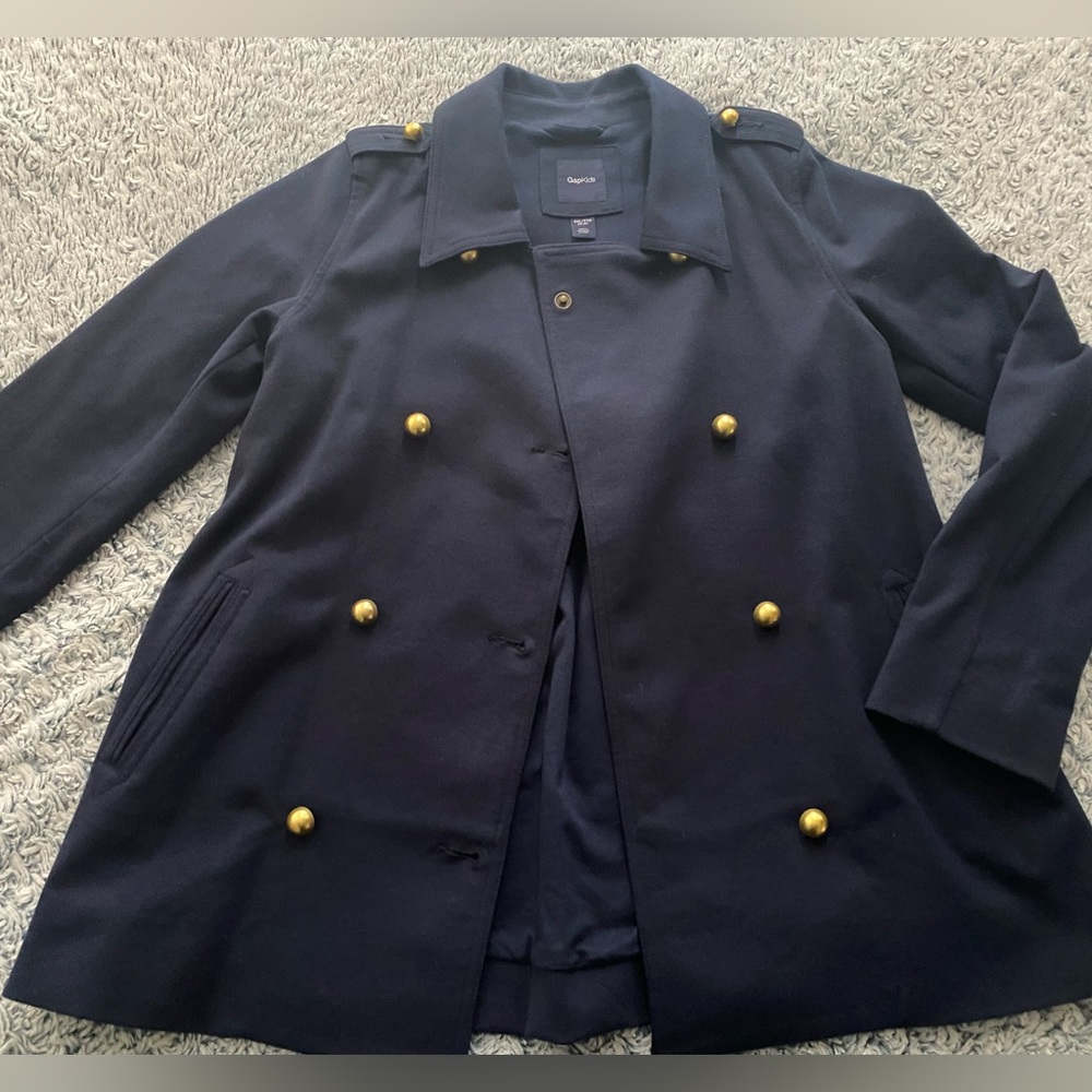 navy blue button up jacket